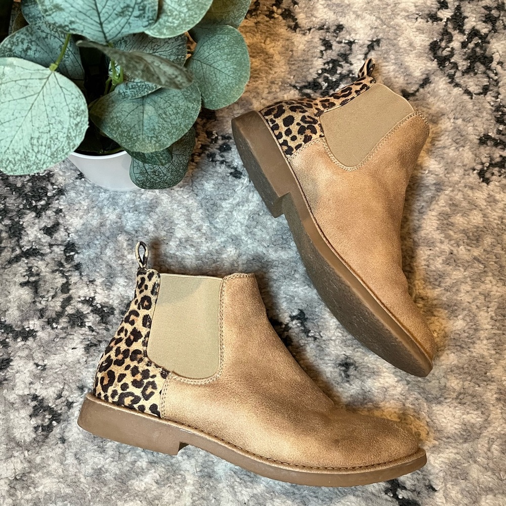 Seven Dials Beige+Cheetah Print Ankle Boots